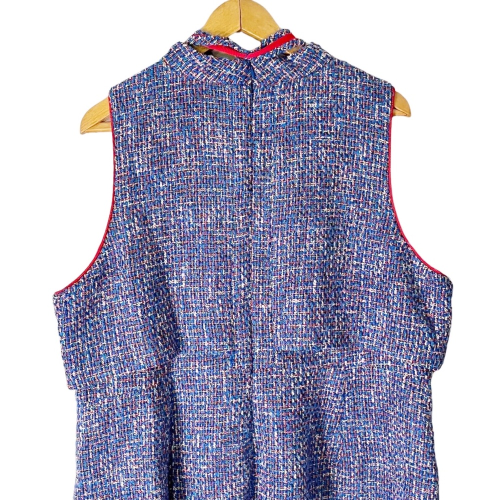 J Crew Tie Neck Tank Dress Blue in Autumn Tweed NWT AR691 Women’s Size 20 - Picture 7 of 13